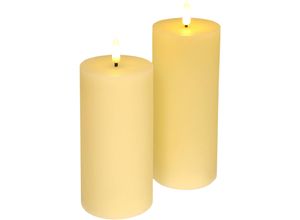 4019844816773 - LED-Kerze IGEA LED Echtwachskerze 2er Set beige (creme) B8cm H175cm Ø8cm Wachs Kerzen Mit Timer Flackernd Stumpenkerze Adventskerzen Adventskranz