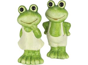 4019844821456 - Dekofigur IGEA Figur Frosch grün (grün weiß) B6cm H13cm Terrakotta Dekofiguren Dekofigur Gartendeko Tierfigur Garten Deko Statue Gartenfigur