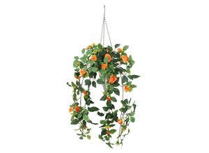 4019844823351 - Kunstpflanze IGEA Künstlicher Rosenbusch im Korb orange B30cm H80cm L26cm Polyester Kunstpflanzen Rosen Deko Kunstblumen Seidenblumen Blumen Blumengirlande Rosenranke
