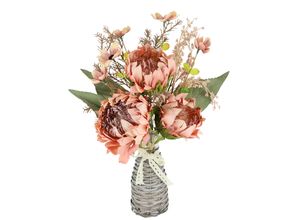 4019844823399 - Kunstblume IGEA Protea Strauß in Vase lila (mauve) B30cm H45cm L24cm Polyester Kunstpflanzen Artischocken Blumensträuße Seidenblume Dekoblume Bouquet Herbstdeko