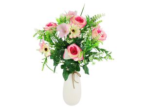 4019844823559 - Kunstblume IGEA Rosenstrauß in Vase rosa (weiß rosa) B24cm H40cm L24cm Polyester Kunstpflanzen Künstliches Bouquet Strauß Seidenblumen Blume Blumenschmuck Dekoblumen
