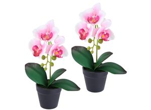 4019844824679 - Kunstorchidee IGEA Orchidee im Topf 2er Set rosa B18cm H30cm L9cm Polyester Kunstpflanzen Künstliche Phalaenopsis 30cm Real Touch Blume Kunstblume Seidenblume