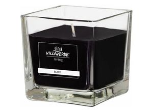 4019916501958 - Duftkerze im Glas klar eckig Black 8 x 8 x 8 cm Duftkerzen - Villa Verde