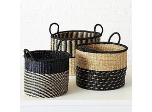 4020607603035 - Boltze Home Korb  Natur Schwarz  Naturmaterialien  26 cm  Ordnen & Aufbewahren Aufbewahrungskörbe
