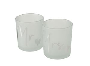 4020607862999 - Windlicht Marry 2er Set H8 Ø7 cm weiss 4020607862999 - Windlicht Marry 2er Set H8 Ø7 cm weiss