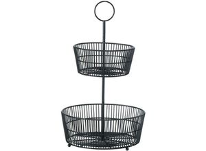 4020607940284 - Boltze Gruppe - Dekorative schwarze Etagere gea zwei Ebenen h 44 cm