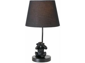 4020607977198 - Boltze Gruppe - Tischlampe ausgefallen Beistelllampe Schlafzimmer Tierlampen Tisch Nachttischlampe Affe Monkey Polyresin schwarz Textil 1x E27 DxH