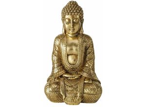 4020607985438 - Boltze Gruppe - Wohndekoration Buddha Figur Wohnzimmer Dekofigur Skulptur Asiatisch Kunstharz gold LxBxH 12x10x20 cm