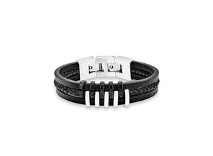 4020689025510 - Lederarmband SOLIVER SO1380 1 540643 Armbänder Gr Leder-Edelstahl silberfarben (silberfarben schwarz) Herren Lederarmbänder