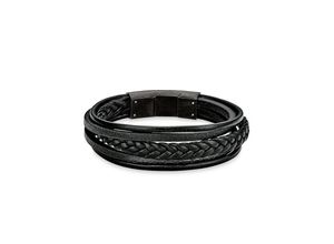 4020689038244 - Lederarmband SOLIVER 9038244 Armbänder Gr Edelstahl-Leder schwarz Herren Lederarmbänder