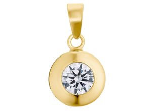 4020689038725 - Runder Anhänger AMOR Solitär-Optik 9038725 Schmuckanhänger Gr Gelbgold 585 06 g weiß (gelbgoldfarben weiß weiß) Damen Anhänger mit Zirkonia (synth)