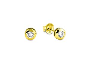 4020689077304 - Paar Ohrstecker AMOR 9077304 Ohrringe Gr Gelbgold 585 weiß (gelbgoldfarben weiß kristallweiß) Damen Ohrstecker mit Zirkonia (synth)