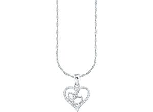 4020689188345 - Kette mit Anhänger AMOR Herz 9188345 Halsketten Gr Silber 925 (Sterlingsilber) Länge 42 cm Breite 1 mm silberfarben (silber 925) Damen mit Zirkonia (synth)