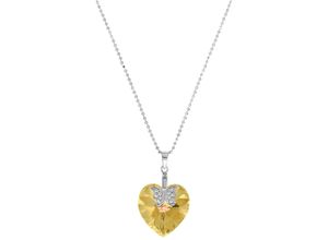 4020689188369 - Kette mit Anhänger AMOR Golden Heart 9188369 Halsketten Gr Silber 925 (Sterlingsilber) Länge 45 cm gelb (silberfarben gelb kristallweiß) Damen Ketten mit Anhänger Kristallstein Zirkonia (synth)