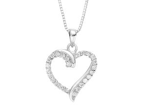 4020689194568 - Kette mit Anhänger AMOR Herz 9194568 Halsketten Gr Silber 925 (Sterlingsilber) Länge 45 cm silberfarben (silber 925) Damen Ketten mit Anhänger Zirkonia (synth)