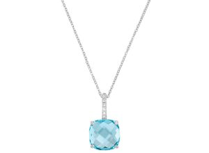 4020689217779 - Kette mit Anhänger AMOR Blauer Solitär 9217779 Halsketten Gr mit Zirkonia Silber 925 (Sterlingsilber) Länge 45 cm bunt (silberfarben blau) Damen mit Zirkonia (synth)