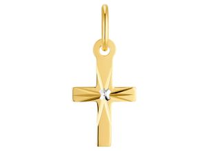 4020689218479 - Kreuz-Anhänger AMOR 9218479 Schmuckanhänger Gr Gelbgold 585 026 g gelb (gelbgoldfarben) Damen Anhänger Made in Germany