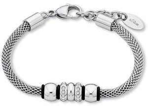 4020689240135 - Armband SOLIVER 9240135 Armbänder Gr Edelstahl-Kautschuk schwarz (edelstahlfarben schwarz weiß) Damen Armbänder Silber mit Kristall