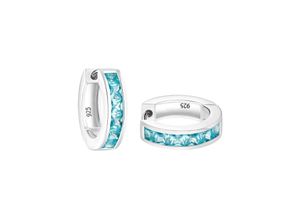 4020689556458 - Paar Creolen AMOR 9556458 Ohrringe Gr Silber 925 (Sterlingsilber) blau (silberfarbenblau blau) Damen Creolen mit Zirkonia (synth)