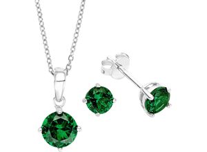 4020689964956 - amor Damen Schmuck Set Kette mit Anhänger und Ohrstecker 925er Silber grün 42