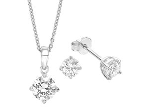 4020689964963 - Schmuckset AMOR 9964963 9964888 Halskette und Ohrringe Schmuck-Sets silberfarben (silberfarben kristallweiß kristallweiß) Damen Brautschmuck mit Zirkonia (synth)