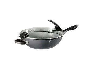 4020728148682 - Wok STONELINE Pfannen Gr Ø 32 cm + Höhe 92 cm grau (anthrazit) Wok Woks Pfanne Ø 32 cm abnehmbare Griffe Induktion