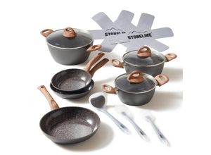 4020728210785 - STONELINE® CERAMIC Back to Nature Kochgeschirr-Set 14-tlg Keramik-Beschichtung mit Glasdeckeln