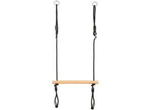 4020972124098 - - Wooden Trapeze Swing with Gymnastics Rings Black Line