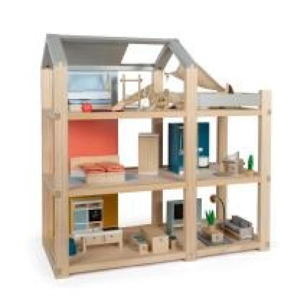 4020972125415 - Puppenhaus Natur mit Möbeln