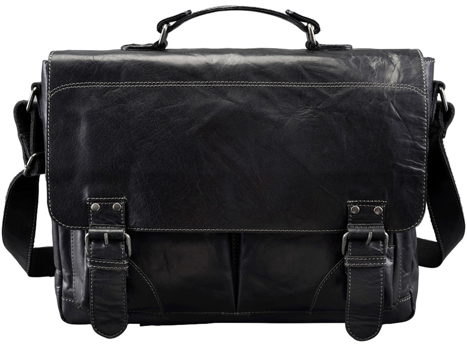 4021068474998 - Umhängetasche Baggie Bag L 370x300x100mm Leder schwarz