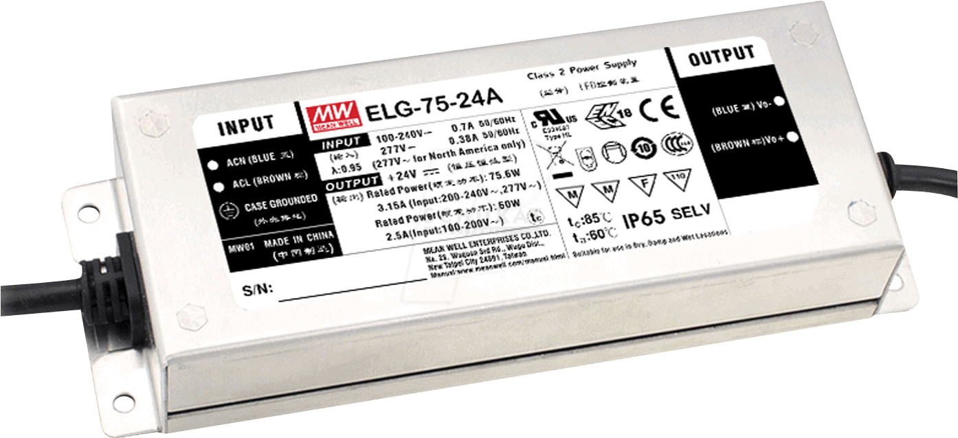 4021087050340 - ELG-75-12AB-3Y LED-Treiber Konstantspannung 60 W 25 - 5 A 108 - 132 V DC 3 in 1 Dimmer Funktion Montage auf entflammbaren Oberflächen