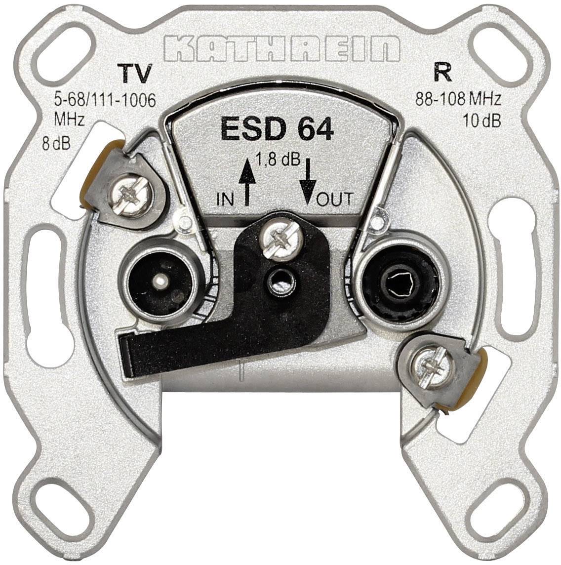 4021121140310 - KATH Antennendose Durchgang 2fach ESD 64 4-68 118-862+87-108MHz AD8dB DD18dB