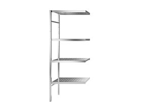 4021177002846 - Edelstahl-Steckregal 4 gelochte Fachböden Fachbodenbreite x Tiefe 640 x 540 mm Eck-Anbauregal kaiserkraft