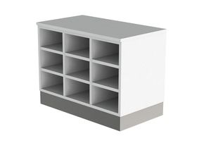 4021177293008 - Sitover-Garderobenbank einseitig melaminbeschichtet 9 Fächer Länge 820 mm weiß Edelstahlsockel kaiserkraft