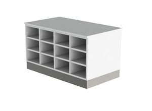 4021177293046 - Sitover-Garderobenbank doppelseitig melaminbeschichtet 2 x 12 Fächer Länge 1090 mm weiß Edelstahlsockel