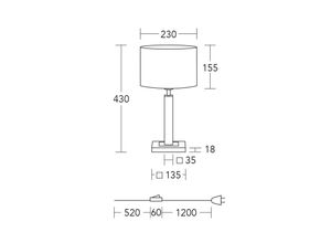 4021273043712 - Tischleuchte Titos Holz weiß 43 cm hoch E27