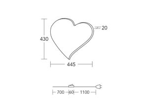 4021273045440 - LED-Wandleuchte Herz midi 43 cm Holz Stecker