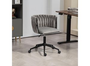 4021280152421 - Samtweicher Bürostuhl 360° drehbar One-Touch-Höhenverstellung Hohlrücken handgeflochtener Rücken Wohnzimmerstuhl mit stabilem Untergestell und 5