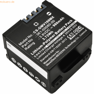 4021499369580 - Akku für Garmin VIRB X Li-Pol 38 Volt 980 mAh schwarz 4021499369580 - Akku für Garmin VIRB X Li-Pol 38 Volt 980 mAh schwarz