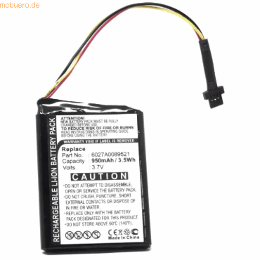 4021499556751 - Akku für Tomtom 6027A0089521 Li-Ion 37 Volt 950 mAh Schwarz