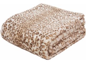 4021626064906 - Wohndecke GÖZZE Leopard Wohndecken Gr B L 150 cm x 200 cm weiß Kunstfaserdecken mit Leopardenmuster Kuscheldecke