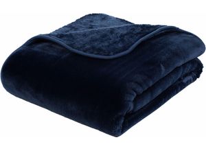 4021626157578 - Wohndecke GÖZZE Premium Cashmere Feeling Wohndecken Gr B L 220 cm x 240 cm blau (nachtblau) Kunstfaserdecken mit premium Cashmere Feeling Kuscheldecke