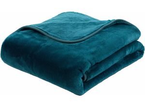 4021626157813 - Wohndecke GÖZZE Premium Cashmere Feeling Wohndecken Gr B L 220 cm x 240 cm blau (petrol) Kunstfaserdecken mit premium Cashmere Feeling Kuscheldecke