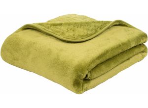 4021626158018 - Wohndecke GÖZZE Premium Cashmere Feeling Wohndecken Gr B L 220 cm x 240 cm grün (grüngelb) Kunstfaserdecken mit premium Cashmere Feeling Kuscheldecke