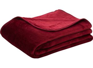 4021626171895 - Wohndecke GÖZZE Uni Decke aus recyceltem Polyester Wohndecken Gr B L 150 cm x 200 cm rot (bordeau) Kunstfaserdecken Kuscheldecke