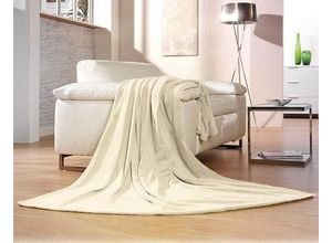 4021626323447 - Wohndecke GÖZZE Memphis Wohndecken Gr B L 220 cm x 240 cm beige (creme) Kunstfaserdecken in tollen Unifarben Kuscheldecke