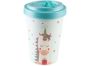 4021766255615 - Coffee to Go Becher Dreaming Unicorn - Bambus - hellblau