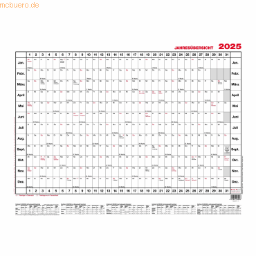 4021819000506 - Jahresübersicht 100x60cm quer im Versandrohr Kalendarium 2023