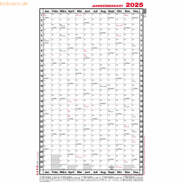 4021819005105 - Plakatkalender 5a 12 Monate   1 Seite 60x98cm (A1 hoch) 2025 4021819005105 Güss