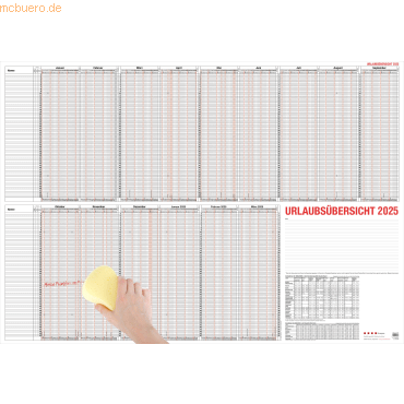 4021819012820 - Urlaubsübersicht für 60 Mitarbeiter beschichtet 120 x 84 cm 15